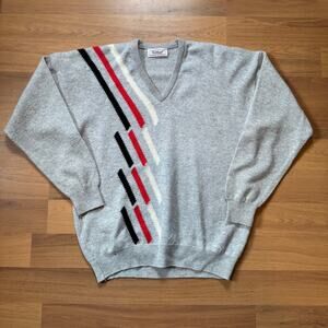 Men's Vintage 90's Titleist Collection Gray Wool V-Neck Pullover Golf Sweater L